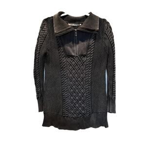 Soft Surroundings Womens Cable Knit Size Small Fisherman Tunic Sweater Gray